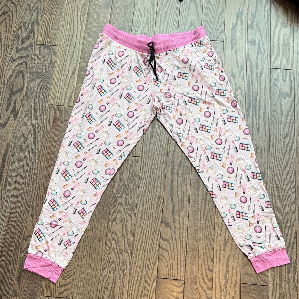 Pink Makeup Print Pajama Pants